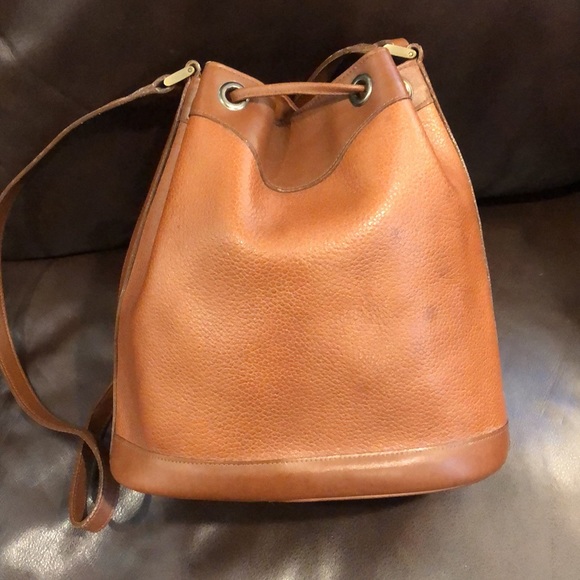 BURBERRYS Leather Bucket Drawstring Bag Nova Check Lining Authentic VTG - Picture 6 of 13